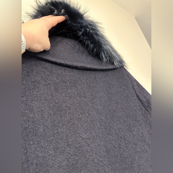 Novelti wool and faux fur trimmed luxurious long coat satin lined size 16 - Picture 13 of 14